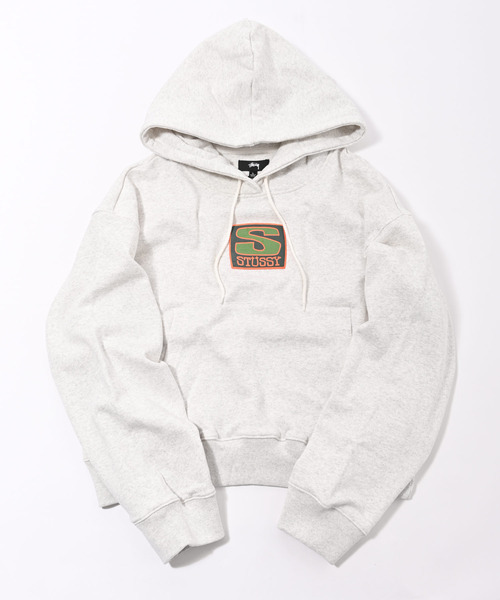 STUSSY(ステューシー)の「STUSSY (ステューシー) AGNESS BOXY CROP HOOD FLEECE プルパーカー(パーカー・レディース・ライトグレー/チャコール・L/S/M)」の6枚目の写真