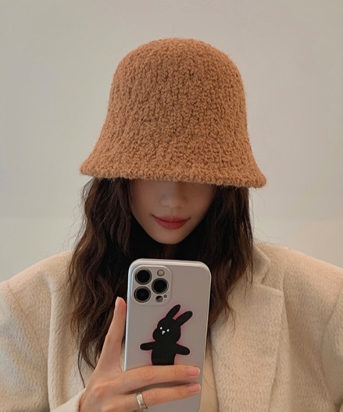 MANGROVE(マングローブ)の「モコモコボアバケットハット(ハット・レディース・ブラック/アイボリー/キャメル/ピンクベージュ/ベージュ・FREE)」の4枚目の写真