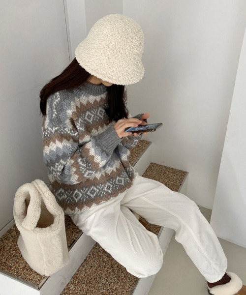 MANGROVE(マングローブ)の「モコモコボアバケットハット(ハット・レディース・ブラック/アイボリー/キャメル/ピンクベージュ/ベージュ・FREE)」の8枚目の写真