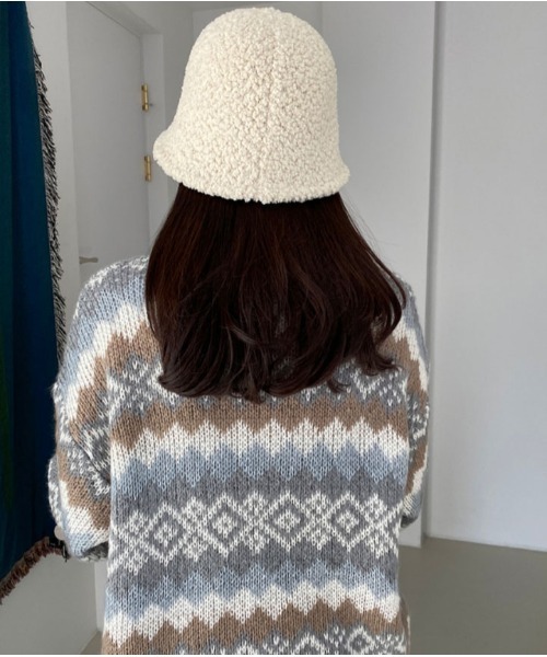 MANGROVE(マングローブ)の「モコモコボアバケットハット(ハット・レディース・ブラック/アイボリー/キャメル/ピンクベージュ/ベージュ・FREE)」の7枚目の写真