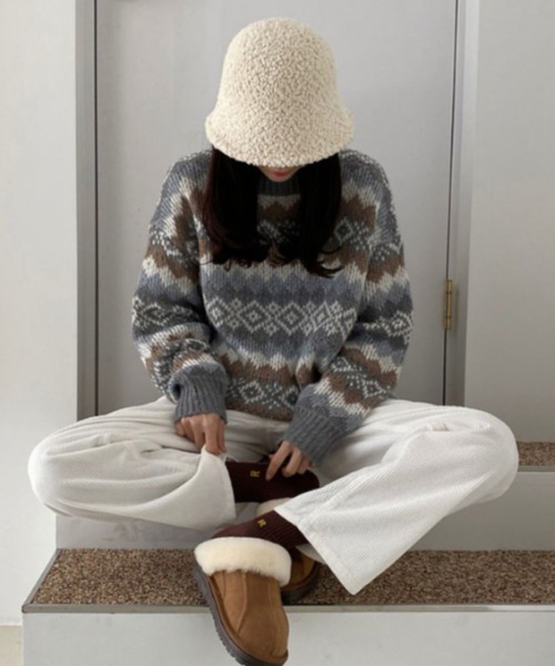 MANGROVE(マングローブ)の「モコモコボアバケットハット(ハット・レディース・ブラック/アイボリー/キャメル/ピンクベージュ/ベージュ・FREE)」の6枚目の写真