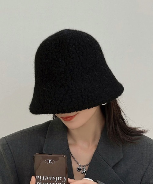 MANGROVE(マングローブ)の「モコモコボアバケットハット(ハット・レディース・ブラック/アイボリー/キャメル/ピンクベージュ/ベージュ・FREE)」の11枚目の写真