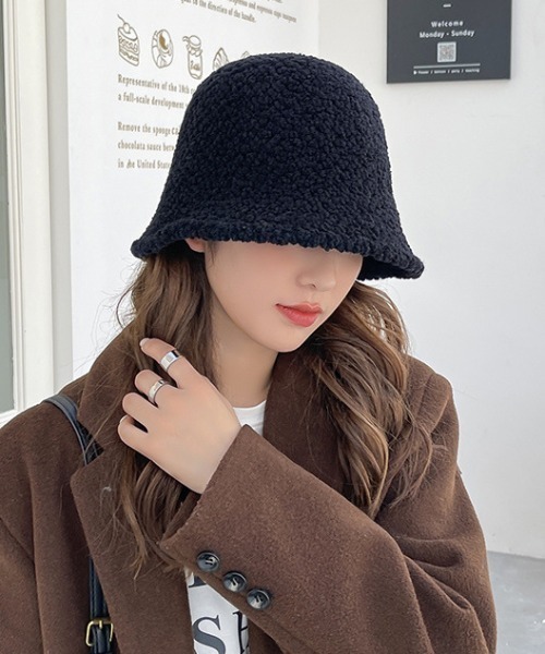 MANGROVE(マングローブ)の「モコモコボアバケットハット(ハット・レディース・ブラック/アイボリー/キャメル/ピンクベージュ/ベージュ・FREE)」の10枚目の写真