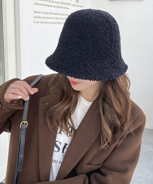 MANGROVE(マングローブ)の「モコモコボアバケットハット(ハット・レディース・ブラック/アイボリー/キャメル/ピンクベージュ/ベージュ・FREE)」の9枚目の写真