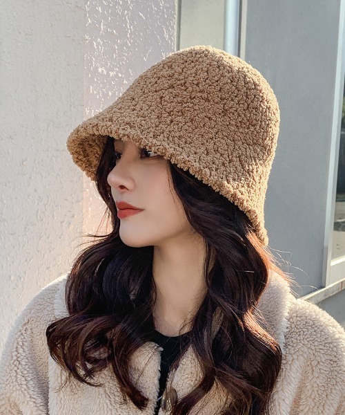 MANGROVE(マングローブ)の「モコモコボアバケットハット(ハット・レディース・ブラック/アイボリー/キャメル/ピンクベージュ/ベージュ・FREE)」の14枚目の写真