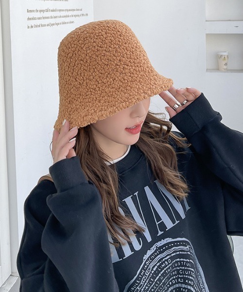 MANGROVE(マングローブ)の「モコモコボアバケットハット(ハット・レディース・ブラック/アイボリー/キャメル/ピンクベージュ/ベージュ・FREE)」の16枚目の写真