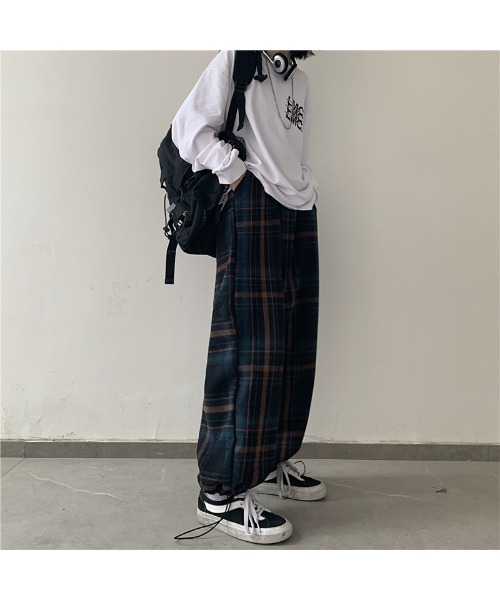 AMERI ハンドチェックルーズパンツ AMERI HAND CHECK LOOSE PANTS チェックワイドパンツ - メルカリ