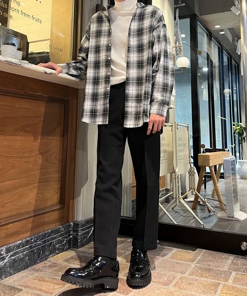 HEYUMM（ヘユム）の「オンブレチェックルーズバンドカラーシャツ（シャツ/ブラウス・レディース・ホワイト系その他/ブルー系その他/レッド系その他・ONE）」の10枚目の写真