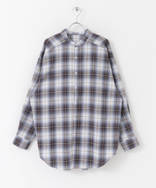 HEYUMM（ヘユム）の「オンブレチェックルーズバンドカラーシャツ（シャツ/ブラウス・レディース・ホワイト系その他/ブルー系その他/レッド系その他・ONE）」の19枚目の写真