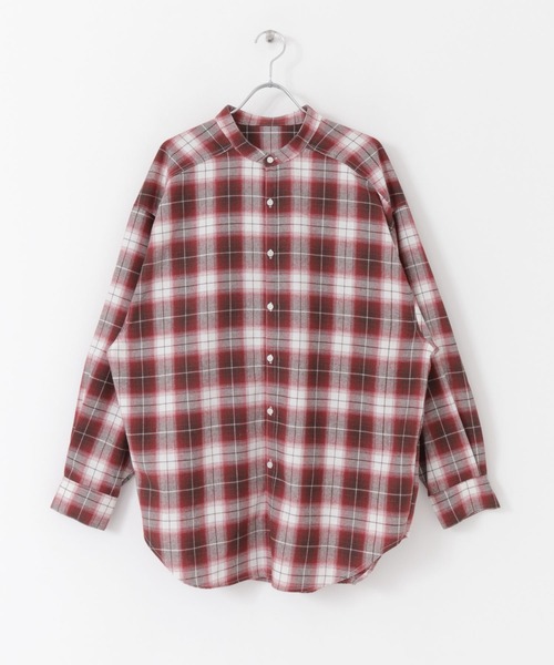 HEYUMM（ヘユム）の「オンブレチェックルーズバンドカラーシャツ（シャツ/ブラウス・レディース・ホワイト系その他/ブルー系その他/レッド系その他・ONE）」の20枚目の写真