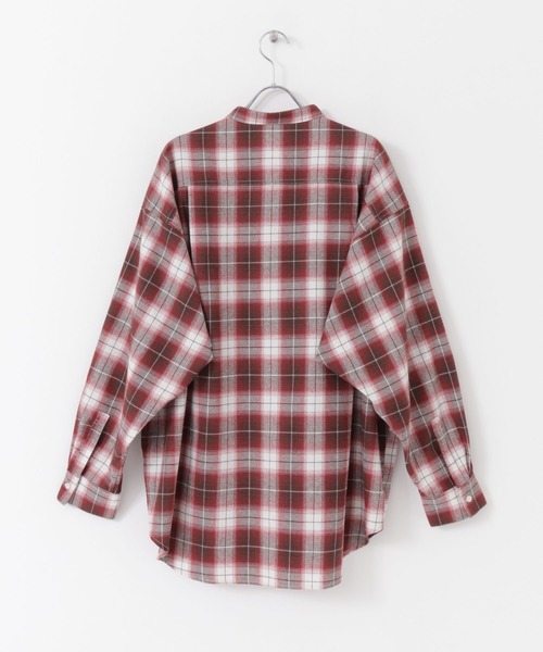 HEYUMM（ヘユム）の「オンブレチェックルーズバンドカラーシャツ（シャツ/ブラウス・レディース・ホワイト系その他/ブルー系その他/レッド系その他・ONE）」の21枚目の写真