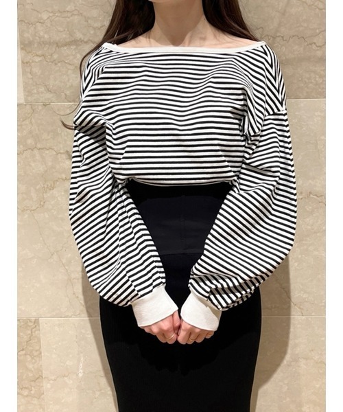 snidel ORGANICSボーダーカットトップス SNIDEL（スナイデル）の「ORGANICSボーダーカットトップス（Tシャツ