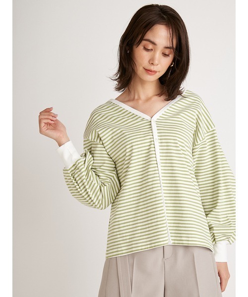 snidel ORGANICSボーダーカットトップス SNIDEL（スナイデル）の「ORGANICSボーダーカットトップス（Tシャツ