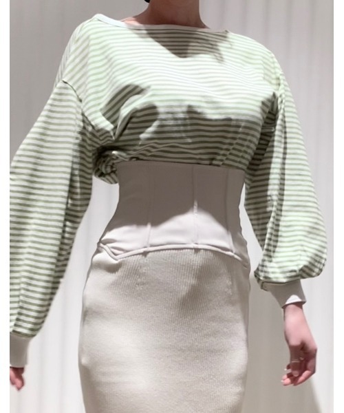 SNIDEL（スナイデル）の「ORGANICSボーダーカットトップス（Tシャツ