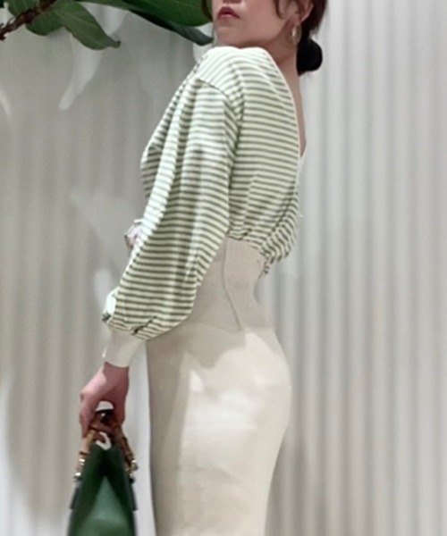 snidel ORGANICSボーダーカットトップス SNIDEL（スナイデル）の「ORGANICSボーダーカットトップス（Tシャツ