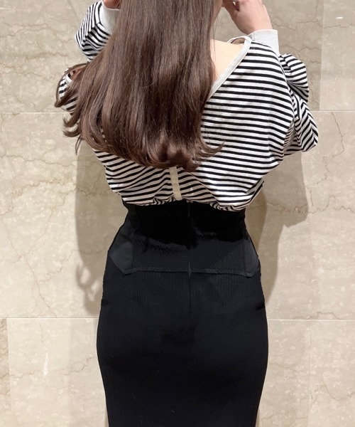 snidel ORGANICSボーダーカットトップス SNIDEL（スナイデル）の「ORGANICSボーダーカットトップス（Tシャツ