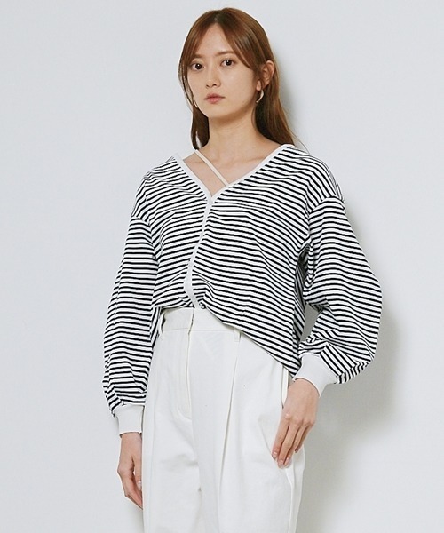 SNIDEL（スナイデル）の「ORGANICSボーダーカットトップス（Tシャツ