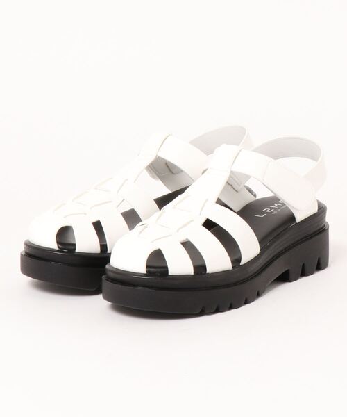 LSMR(レスモア)の「LSMR レスモア レディース 厚底グルカサンダル 122217(サンダル・レディース・ホワイト/ブラック・22.5cm/23.5cm/24.5cm/23.0cm/24.0cm/25.0cm)」の1枚目の写真