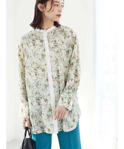 Green　Parks（グリーンパークス）の「クレリック柄シャツ（シャツ/ブラウス・レディース・カーキ/オレンジ・FREE）」の19枚目の写真