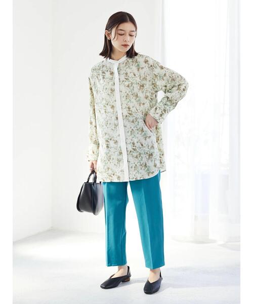 Green　Parks（グリーンパークス）の「クレリック柄シャツ（シャツ/ブラウス・レディース・カーキ/オレンジ・FREE）」の17枚目の写真