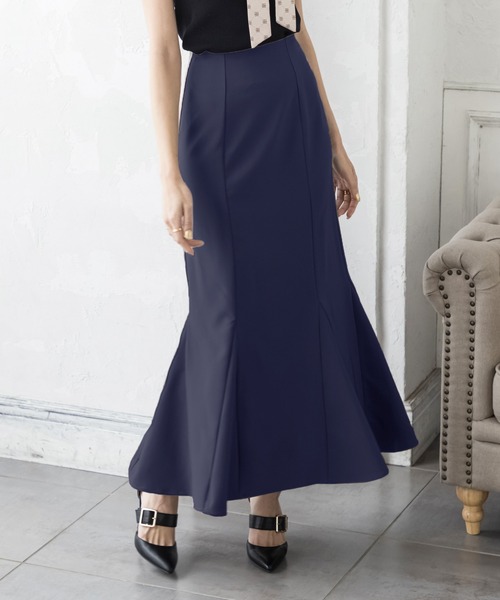 Julia Boutique（ジュリアブティック）の「ハイウエストロングマーメイドスカート/22008（スカート・レディース・ピンク系/ピンク/ネイビー/ブルー/モカ/ブラック/イエロー・ONE）」の3枚目の写真