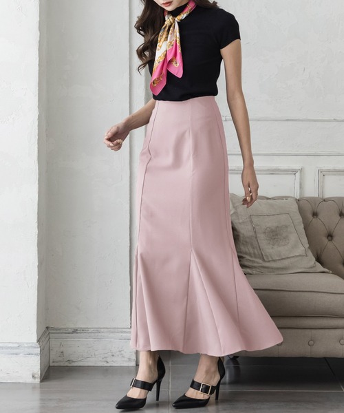 Julia Boutique（ジュリアブティック）の「ハイウエストロングマーメイドスカート/22008（スカート・レディース・ピンク系/ピンク/ネイビー/ブルー/モカ/ブラック/イエロー・ONE）」の6枚目の写真