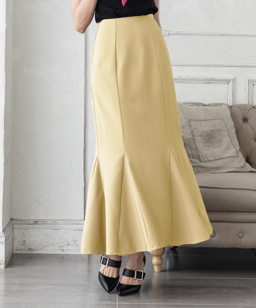 Julia Boutique（ジュリアブティック）の「ハイウエストロングマーメイドスカート/22008（スカート・レディース・ピンク系/ピンク/ネイビー/ブルー/モカ/ブラック/イエロー・ONE）」の5枚目の写真