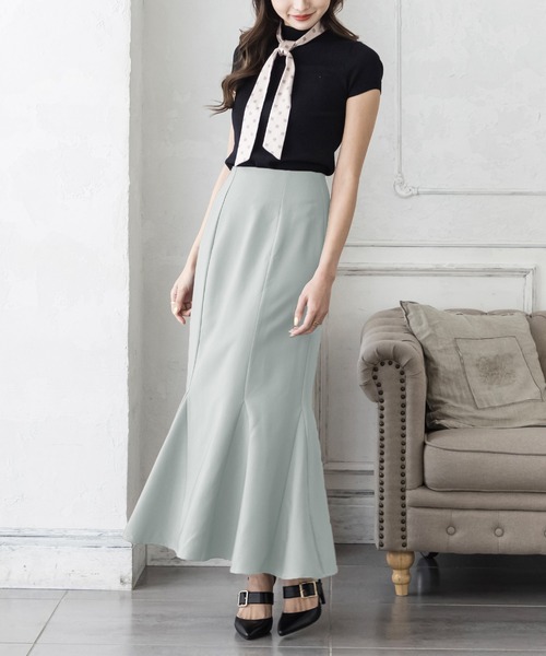 Julia Boutique（ジュリアブティック）の「ハイウエストロングマーメイドスカート/22008（スカート・レディース・ピンク系/ピンク/ネイビー/ブルー/モカ/ブラック/イエロー・ONE）」の4枚目の写真