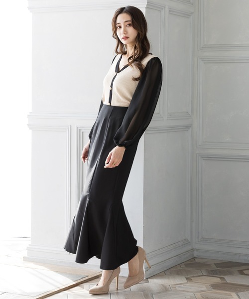 Julia Boutique（ジュリアブティック）の「ハイウエストロングマーメイドスカート/22008（スカート・レディース・ピンク系/ピンク/ネイビー/ブルー/モカ/ブラック/イエロー・ONE）」の21枚目の写真