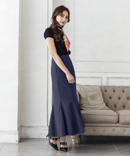 Julia Boutique（ジュリアブティック）の「ハイウエストロングマーメイドスカート/22008（スカート・レディース・ピンク系/ピンク/ネイビー/ブルー/モカ/ブラック/イエロー・ONE）」の18枚目の写真
