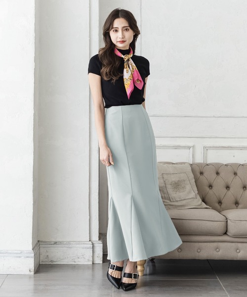 Julia Boutique（ジュリアブティック）の「ハイウエストロングマーメイドスカート/22008（スカート・レディース・ピンク系/ピンク/ネイビー/ブルー/モカ/ブラック/イエロー・ONE）」の11枚目の写真