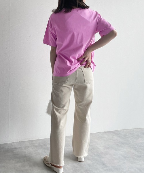 w closet(ダブルクローゼット)の「チェッカープリントTee(Tシャツ/カットソー・レディース・オフホワイト/ピンク/スミクロ・FREE)」の6枚目の写真