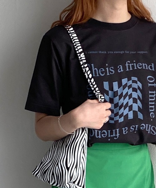 w closet(ダブルクローゼット)の「チェッカープリントTee(Tシャツ/カットソー・レディース・オフホワイト/ピンク/スミクロ・FREE)」の13枚目の写真