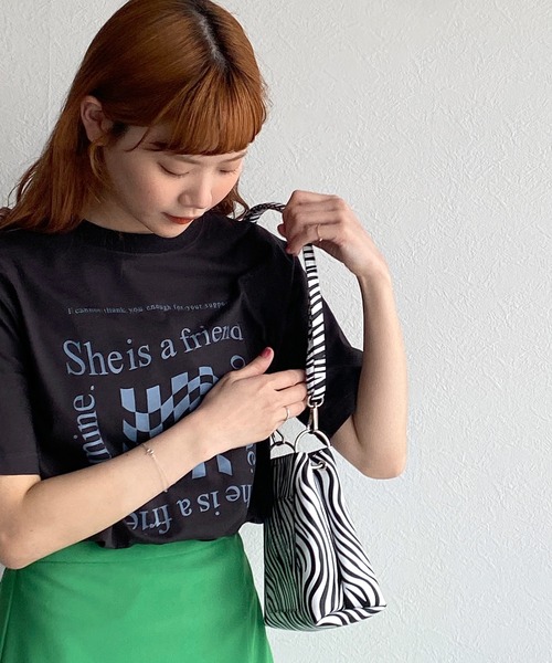 w closet(ダブルクローゼット)の「チェッカープリントTee(Tシャツ/カットソー・レディース・オフホワイト/ピンク/スミクロ・FREE)」の14枚目の写真