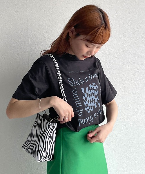 w closet(ダブルクローゼット)の「チェッカープリントTee(Tシャツ/カットソー・レディース・オフホワイト/ピンク/スミクロ・FREE)」の18枚目の写真