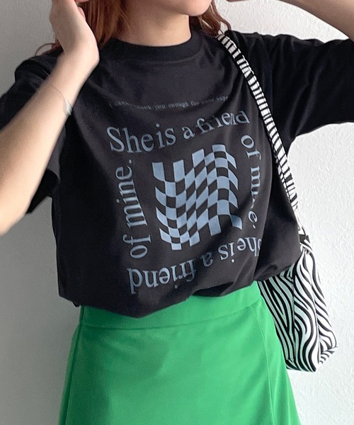 w closet(ダブルクローゼット)の「チェッカープリントTee(Tシャツ/カットソー・レディース・オフホワイト/ピンク/スミクロ・FREE)」の20枚目の写真