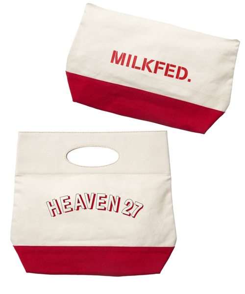 MILKFED.(ミルクフェド)の「BI COLOR MINI TOTE BAG (クラッチバッグ/ロゴ)(クラッチバッグ・レディース・ブラック/ライトブルー/レッド・ONE SIZE)」の3枚目の写真