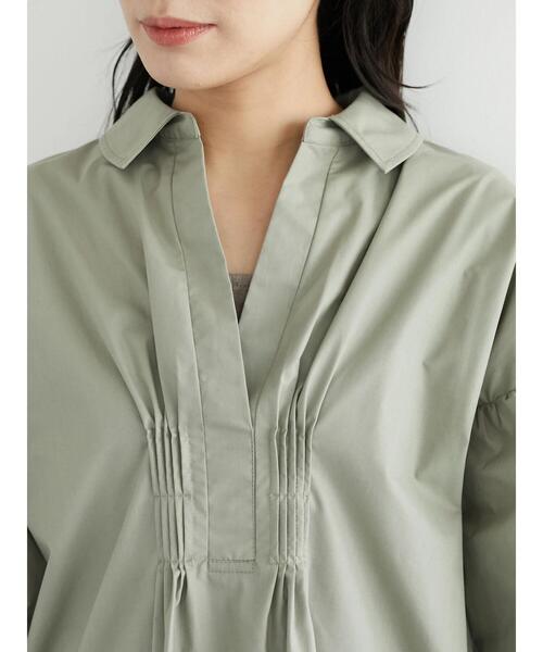 Green　Parks（グリーンパークス）の「・furry rate スキッパーピンタックチュニック（シャツ/ブラウス・レディース・ネイビー/オフホワイト/ブルー/グレイッシュベージュ・FREE）」の21枚目の写真