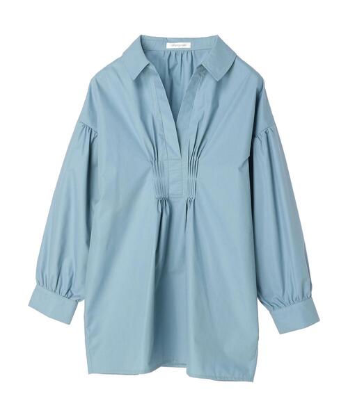 Green　Parks（グリーンパークス）の「・furry rate スキッパーピンタックチュニック（シャツ/ブラウス・レディース・ネイビー/オフホワイト/ブルー/グレイッシュベージュ・FREE）」の16枚目の写真