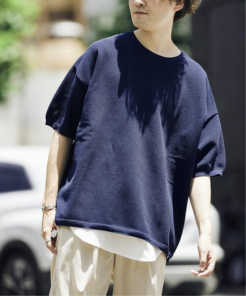 JOURNAL STANDARD relume（ジャーナルスタンダード　レリューム）の「【半袖ニット+カットソーの2点SET】リサイクルポリエステルニットT ”BASIC"（ニット/セーター・メンズ・ブラック/ベージュ/ネイビー/グレー/ピンク/イエロー/ブルー/グリーン・MEDIUM/LARGE）」の5枚目の写真