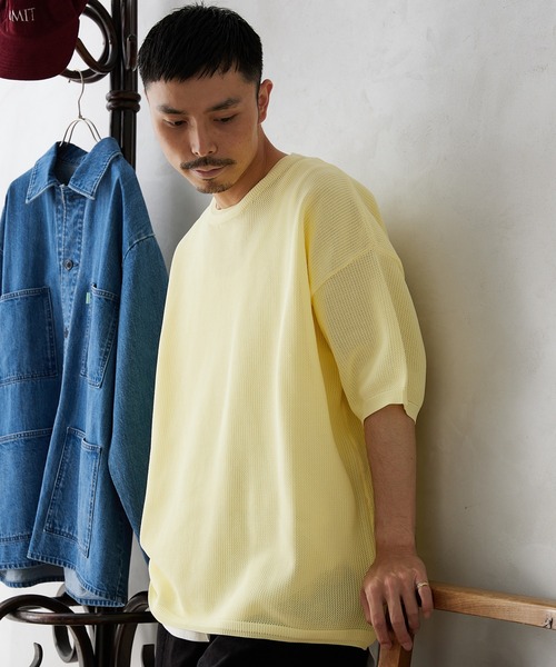 JOURNAL STANDARD relume（ジャーナルスタンダード　レリューム）の「【半袖ニット+カットソーの2点SET】リサイクルポリエステルニットT ”BASIC"（ニット/セーター・メンズ・ブラック/ベージュ/ネイビー/グレー/ピンク/イエロー/ブルー/グリーン・MEDIUM/LARGE）」の15枚目の写真