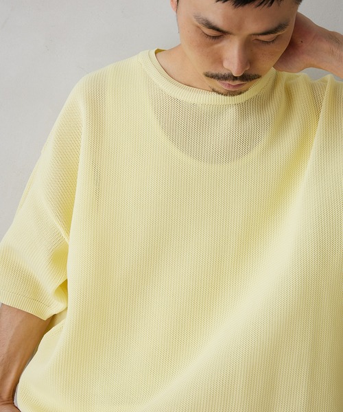 JOURNAL STANDARD relume（ジャーナルスタンダード　レリューム）の「【半袖ニット+カットソーの2点SET】リサイクルポリエステルニットT ”BASIC"（ニット/セーター・メンズ・ブラック/ベージュ/ネイビー/グレー/ピンク/イエロー/ブルー/グリーン・MEDIUM/LARGE）」の16枚目の写真