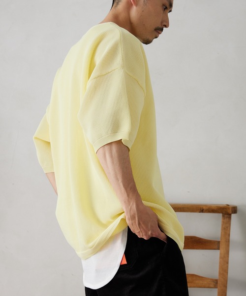 JOURNAL STANDARD relume（ジャーナルスタンダード　レリューム）の「【半袖ニット+カットソーの2点SET】リサイクルポリエステルニットT ”BASIC"（ニット/セーター・メンズ・ブラック/ベージュ/ネイビー/グレー/ピンク/イエロー/ブルー/グリーン・MEDIUM/LARGE）」の18枚目の写真