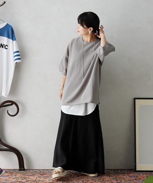 JOURNAL STANDARD relume（ジャーナルスタンダード　レリューム）の「【半袖ニット+カットソーの2点SET】リサイクルポリエステルニットT ”BASIC"（ニット/セーター・メンズ・ブラック/ベージュ/ネイビー/グレー/ピンク/イエロー/ブルー/グリーン・MEDIUM/LARGE）」の9枚目の写真