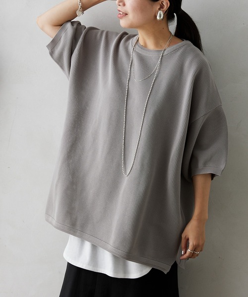 JOURNAL STANDARD relume（ジャーナルスタンダード　レリューム）の「【半袖ニット+カットソーの2点SET】リサイクルポリエステルニットT ”BASIC"（ニット/セーター・メンズ・ブラック/ベージュ/ネイビー/グレー/ピンク/イエロー/ブルー/グリーン・MEDIUM/LARGE）」の12枚目の写真