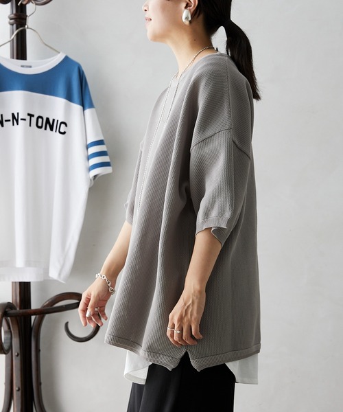 JOURNAL STANDARD relume（ジャーナルスタンダード　レリューム）の「【半袖ニット+カットソーの2点SET】リサイクルポリエステルニットT ”BASIC"（ニット/セーター・メンズ・ブラック/ベージュ/ネイビー/グレー/ピンク/イエロー/ブルー/グリーン・MEDIUM/LARGE）」の13枚目の写真