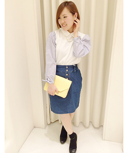 natural couture（ナチュラルクチュール）の「【ナチュラルクチュール】袖シャツ地　衿付きスウエット（スウェット・レディース・オフホワイト/トップグレー/ネイビー・FREE）」の17枚目の写真