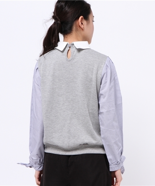 natural couture（ナチュラルクチュール）の「【ナチュラルクチュール】袖シャツ地　衿付きスウエット（スウェット・レディース・オフホワイト/トップグレー/ネイビー・FREE）」の6枚目の写真