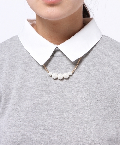 natural couture（ナチュラルクチュール）の「【ナチュラルクチュール】袖シャツ地　衿付きスウエット（スウェット・レディース・オフホワイト/トップグレー/ネイビー・FREE）」の7枚目の写真