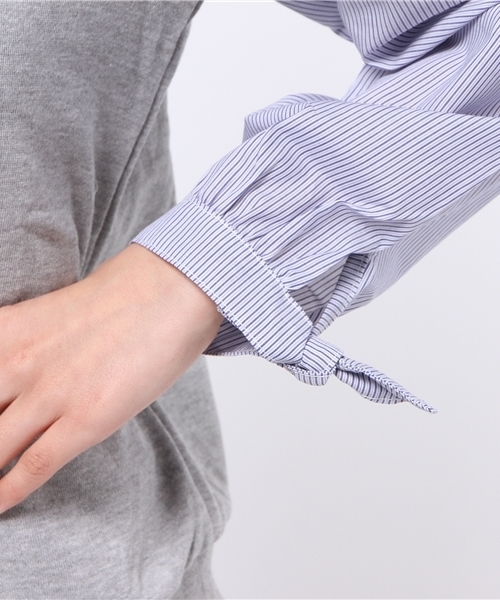 natural couture（ナチュラルクチュール）の「【ナチュラルクチュール】袖シャツ地　衿付きスウエット（スウェット・レディース・オフホワイト/トップグレー/ネイビー・FREE）」の9枚目の写真